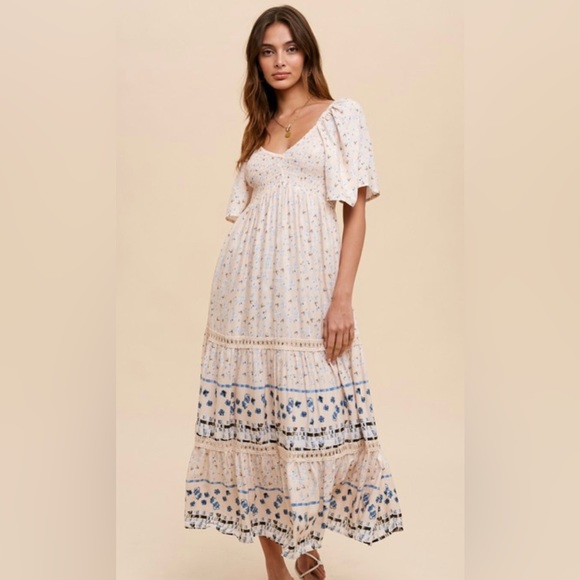 Pinkblush Dresses & Skirts - Pinkblush smocked tiered maxi dress boho nwot